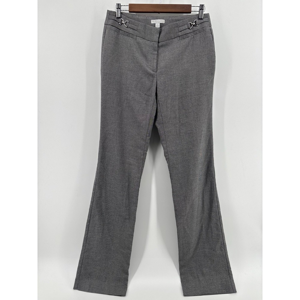 New York & Company Gray Straight Leg Stretch Dress Pants Womens 4 Tall